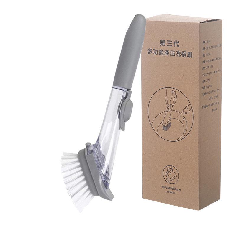 Kitchen Cleaning Brush 2 In 1 Long Handle Cleaing Brush with Removable Brush Sponge Dispenser Dishwashing Brush Kitchen Tools