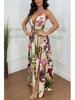 2026 Spring/Summer Women's Floral Split Dress - European & American INS Style for Vacations and Parties