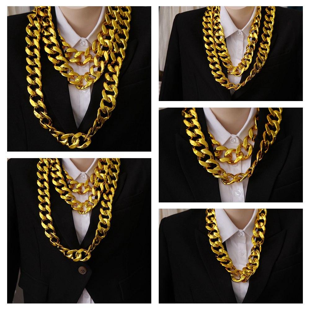 Gold Plated Punk Thick Chain Necklace Fashion Jewelry Sweater Chain Men Exaggerated Necklace