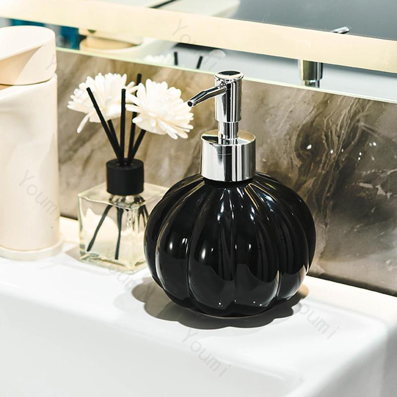 Pumpkin Shaped Ceramic Shampoo Bottle Creative Home Decor Kitchen Liquid Soap Shampoo Dispenser  Bottles Bathroom Accessories