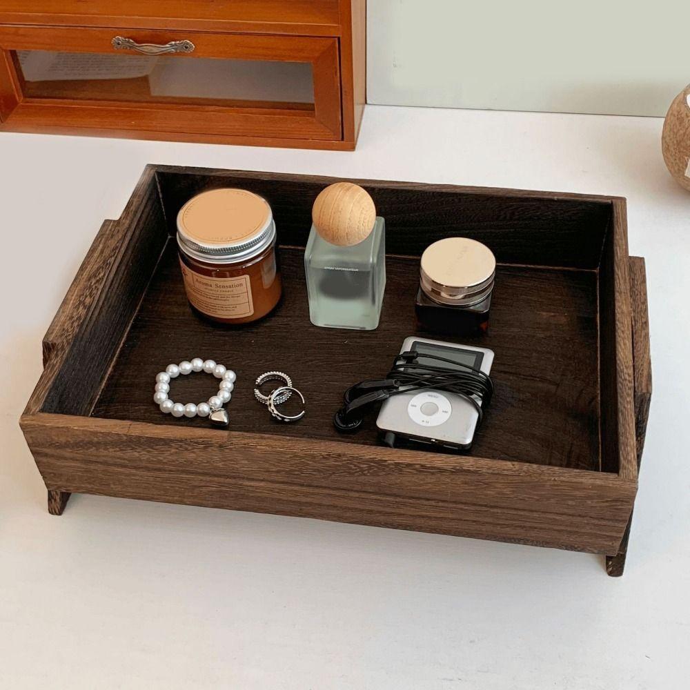 Large Capacity Jewelry Storage Tray Wooden Figurine Display Rack Retro Key Rack Entrance