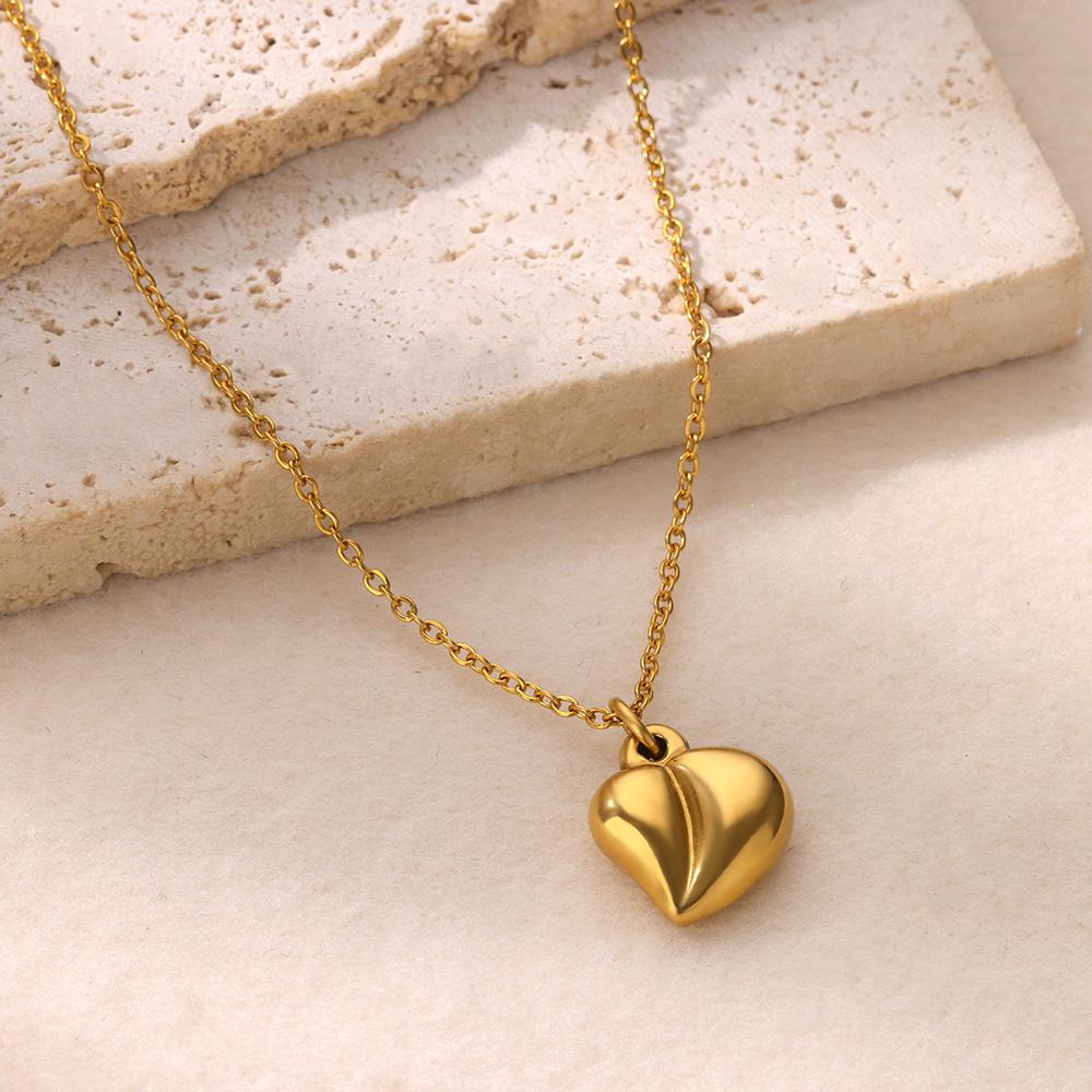 Irregular Glossy Heart Stainless Steel Necklaces For Women Gold Color Heart Design Pendant Necklace Party Wedding Jewelry Mujer