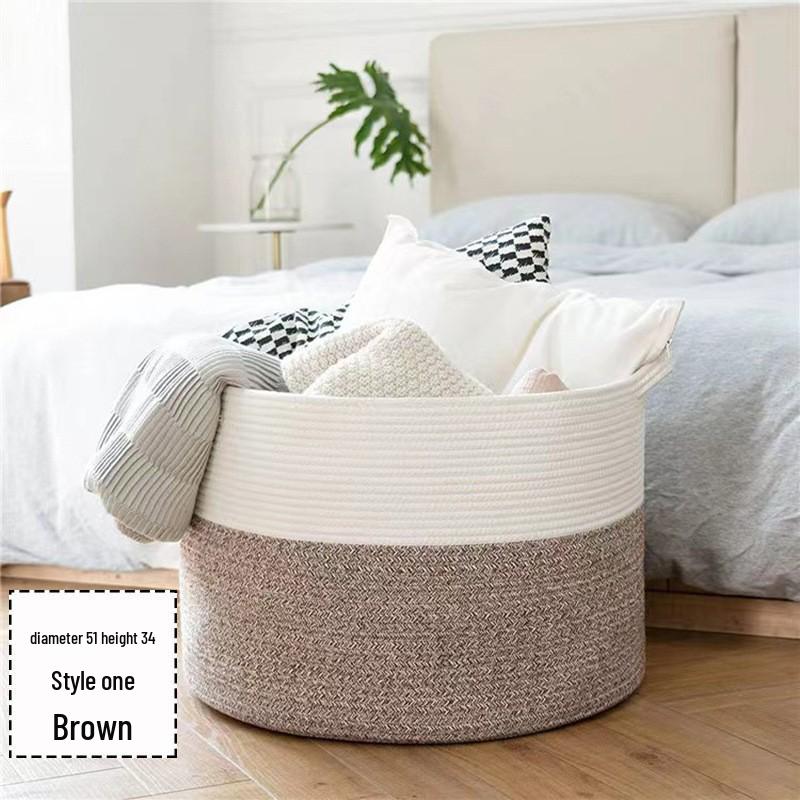 Cotton Rope Woven Laundry Hamper & Storage Basket, Large Capacity, Foldable for Clothes, Toys, and Sundries.