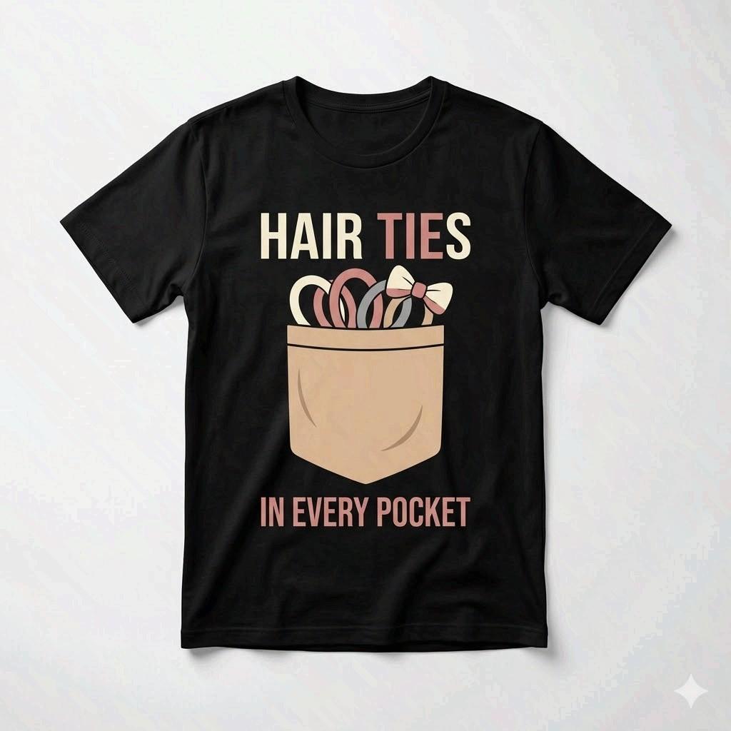 Hair Ties In Every Pocket Shirt Funny Girl Dad Gift Tee XL