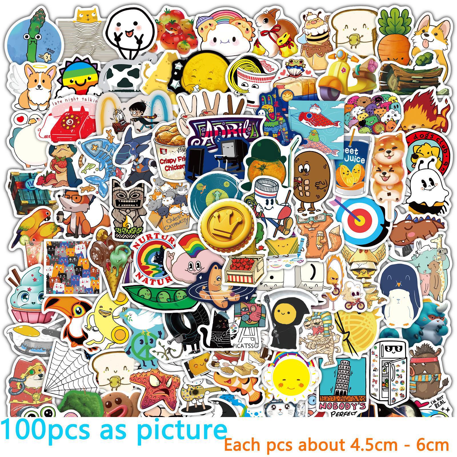 

50/100x кавайная наклейка для скрапбукинга, водостойкая забавная трендовая наклейка для девочек и взрослых, милая наклейка с изображением животных, мультяшная наклейка для бутылки с водой