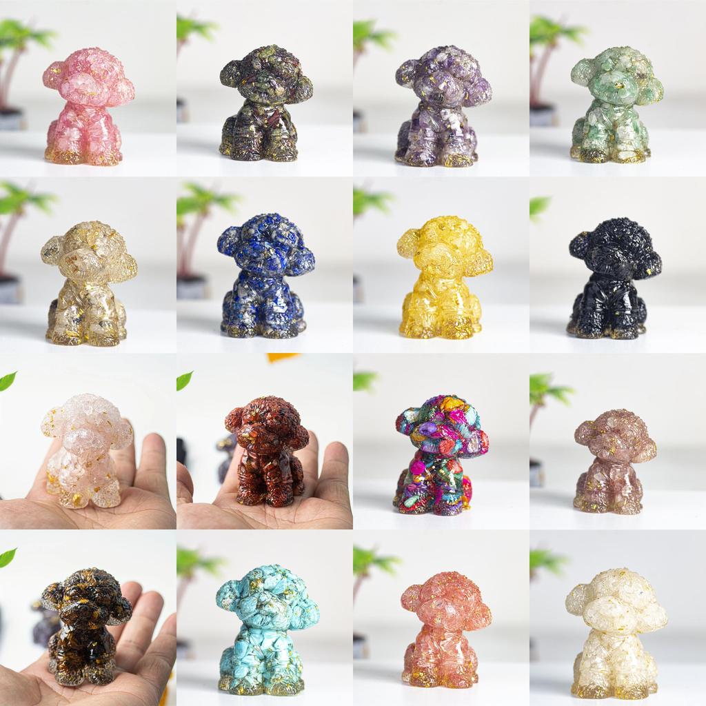 Figurine Chien Teddy Art Résine Décoration Cristal Pour Cadeau Et Décoration Intérieure