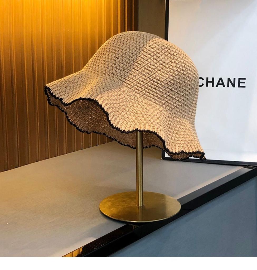 Japanese versatile lace knitted fisherman's hat children summer travel show face small breathable sunshade sun protection sun hat