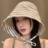 UV Resistant Sun Protection Hat Wide Brim Striped Fisherman Hat Fashionable Bucket Hat  Camping
