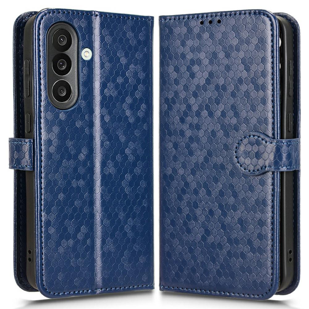 

For Samsung Galaxy M56 5G Wallet Case Dot Pattern Imprint PU Leather Phone Cover Dark Blue