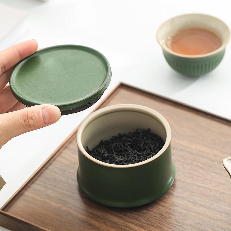 Zen Style Bamboo Joint Ceramic Tea Caddy