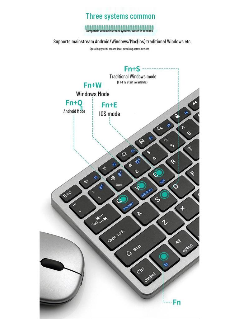Portable Silent Bluetooth Wireless Keyboard and Mouse Set for Tablets