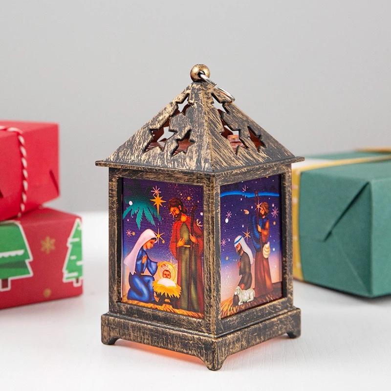 Christmas LED Light Creative Night Light Retro Wind Lantern Christmas Desktop Decoration Lights