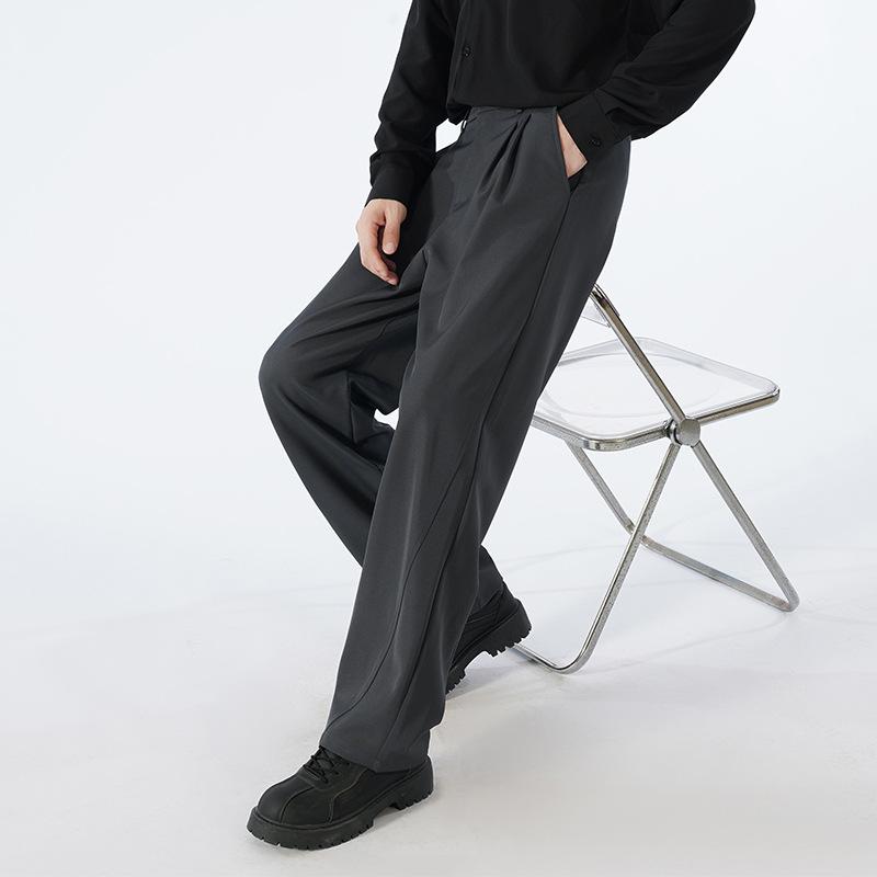 

Drape Casual Suit Pants Men s Spring and Autumn Solid Color Loose and Versatile Straight Wide-leg Trousers Men s Trousers S
