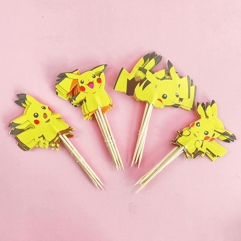 24Pcs Double‑Sided Cartoon Cake Toppers, Toothpick Cupcake Picks, Birthday Party Dessert Table Decorations Supplies