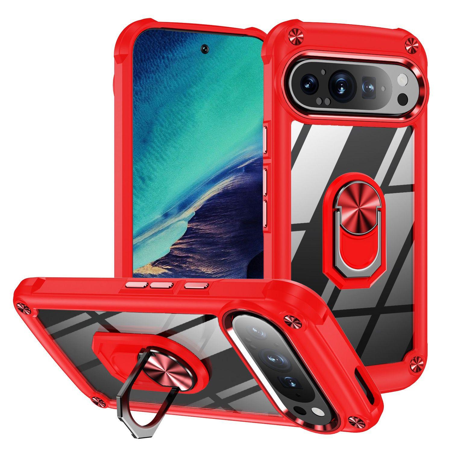 

For Google Pixel 9 Pro XL Case Alloy Lens Frame PC + TPU Kickstand Phone Back Cover C