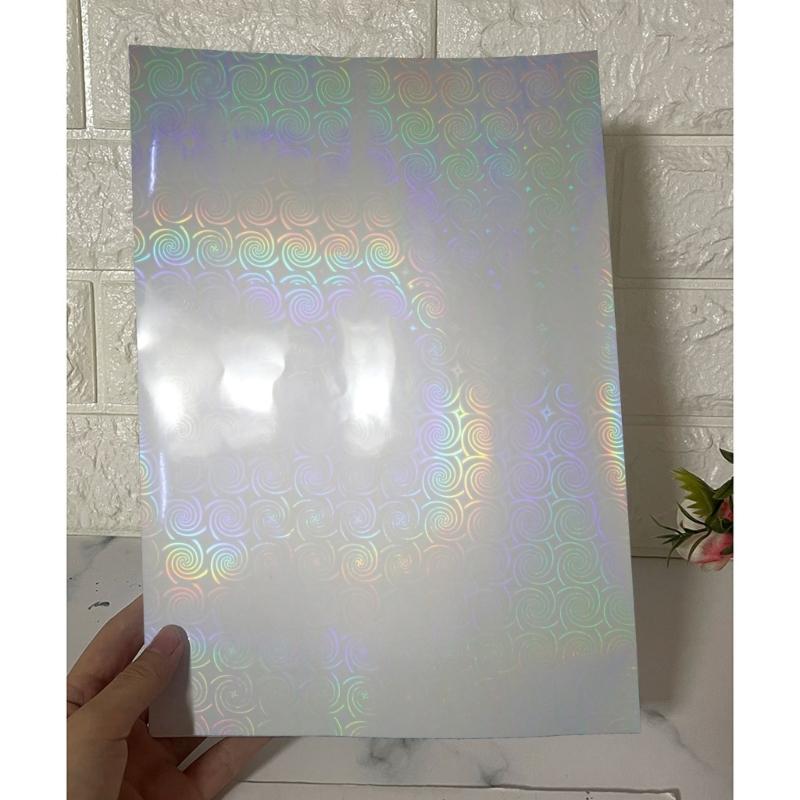 5 Sheets Clear Holographical Overlay Lamination Vinyls Self-Adhesive Laminate Waterproof Vinyls Sticker Paper