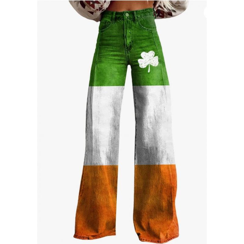 2025 spring and summer independent station hot-selling women s trousers 3D digital printing Amazon hot-selling trousers women s imitation jeans S