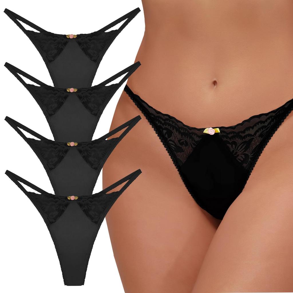 Panegy Lace Bikini Extreme Beautiful Size S Women's T-Back Panties, Low-Rise Panties, Panties, 4-Pack, Lingerie, Underwear, Sexy, High-Leg, Butt,