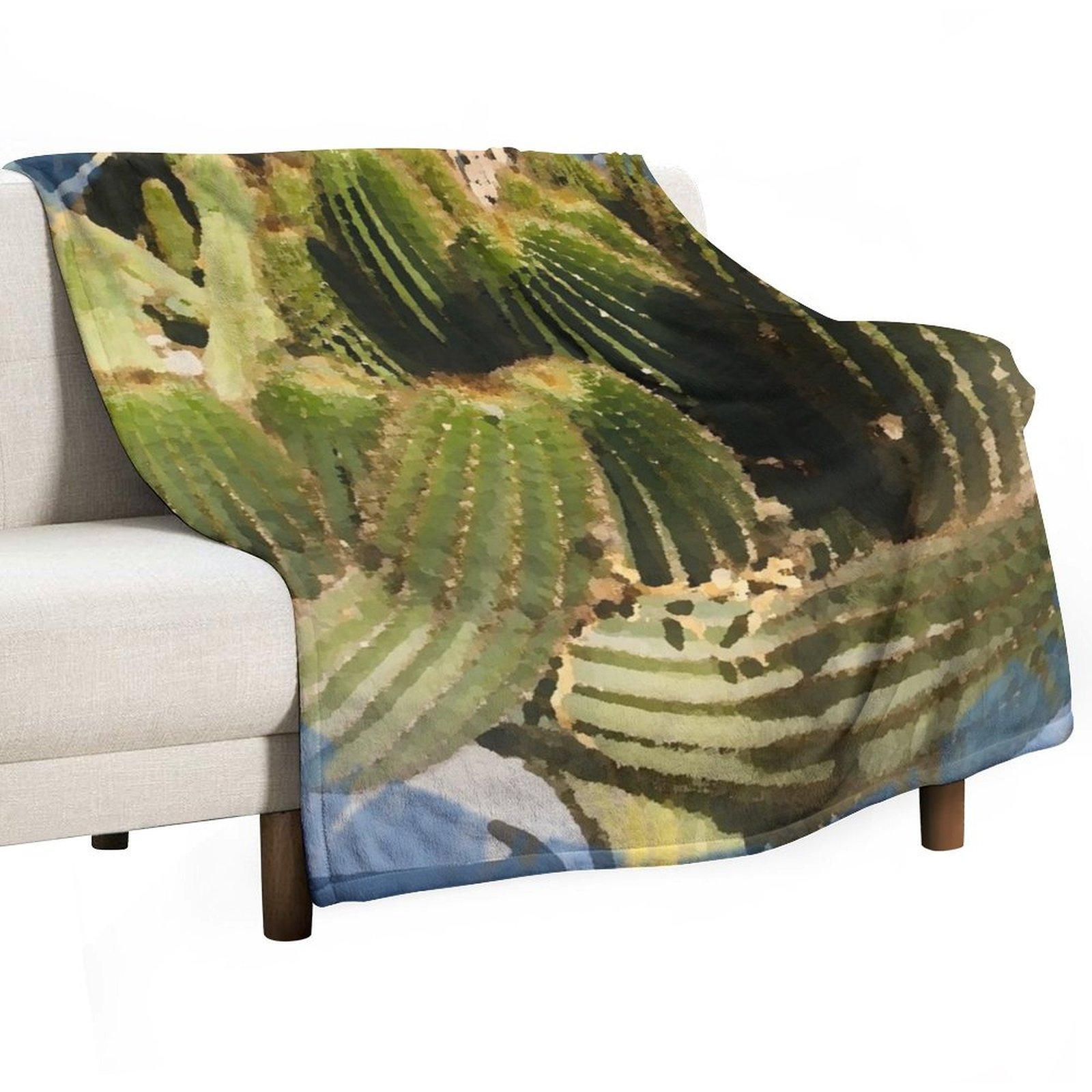 

Spiky Green Cacti landscape by Iritof Throw Blanket Blankets For Bed Luxury Brand anime Cute Plaid Blankets 30x40in