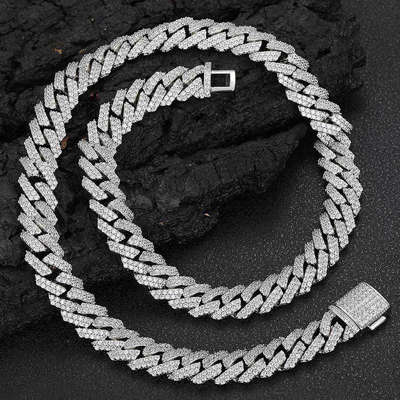 Cuban Chain Hip Hop Men's and Women's Necklace European and American Hot Selling Diamond Double Row Zircon Chain Flap Buckle Accessories