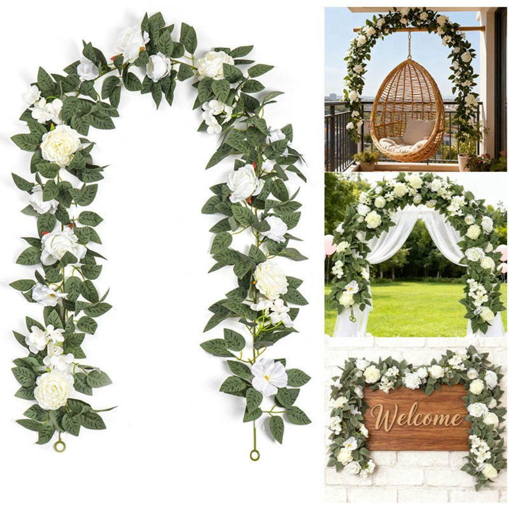 Multicolor Artificial Rose Flower Vine Silk Wall Hanging Garland Simulation Rose Leaf Vine Gift
