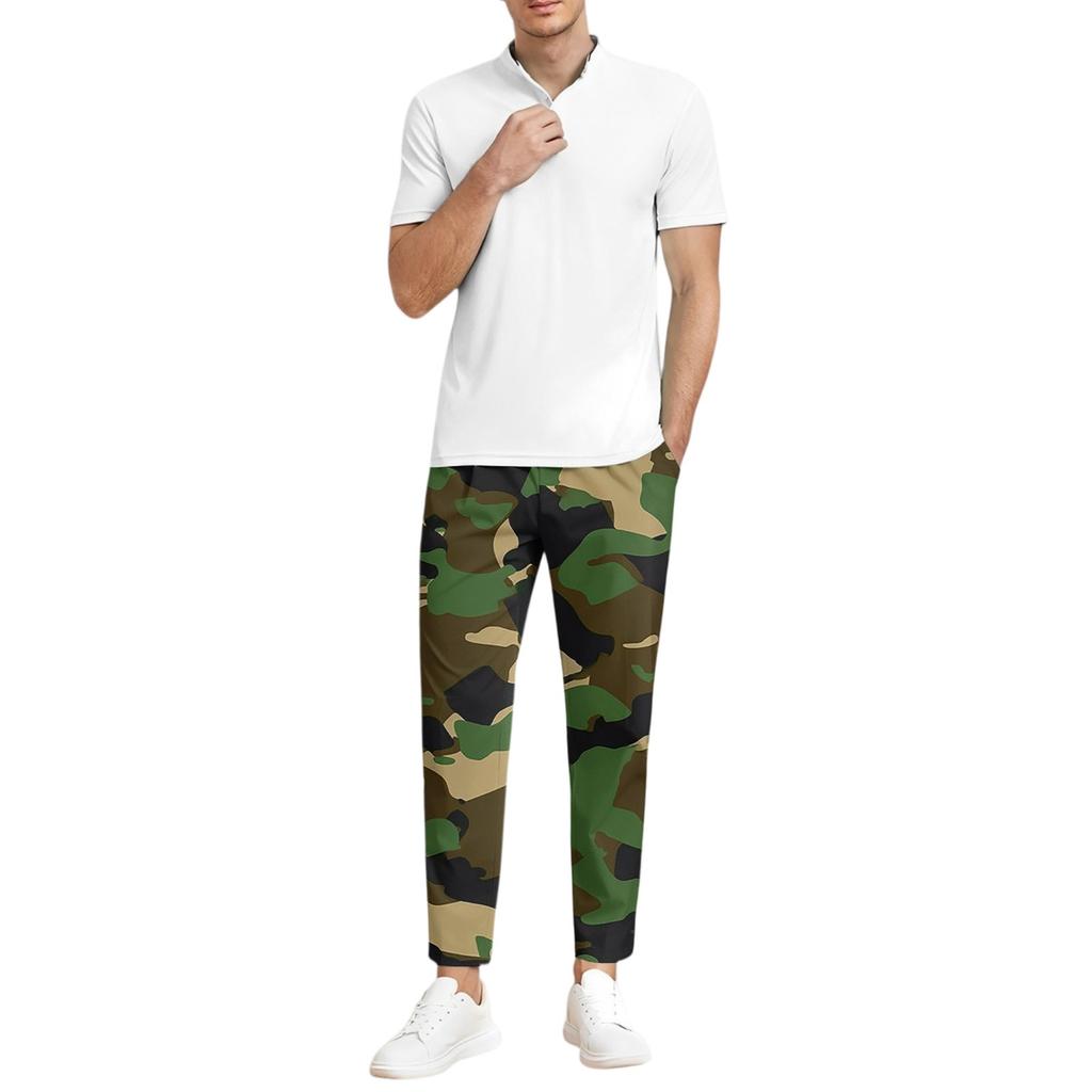 Herren Casual Camouflage Lange Hose, Elastischer Bund mit Kordelzug, Leicht und Slim Fit, Mit Taschen, Bequem und Atmungsaktiv