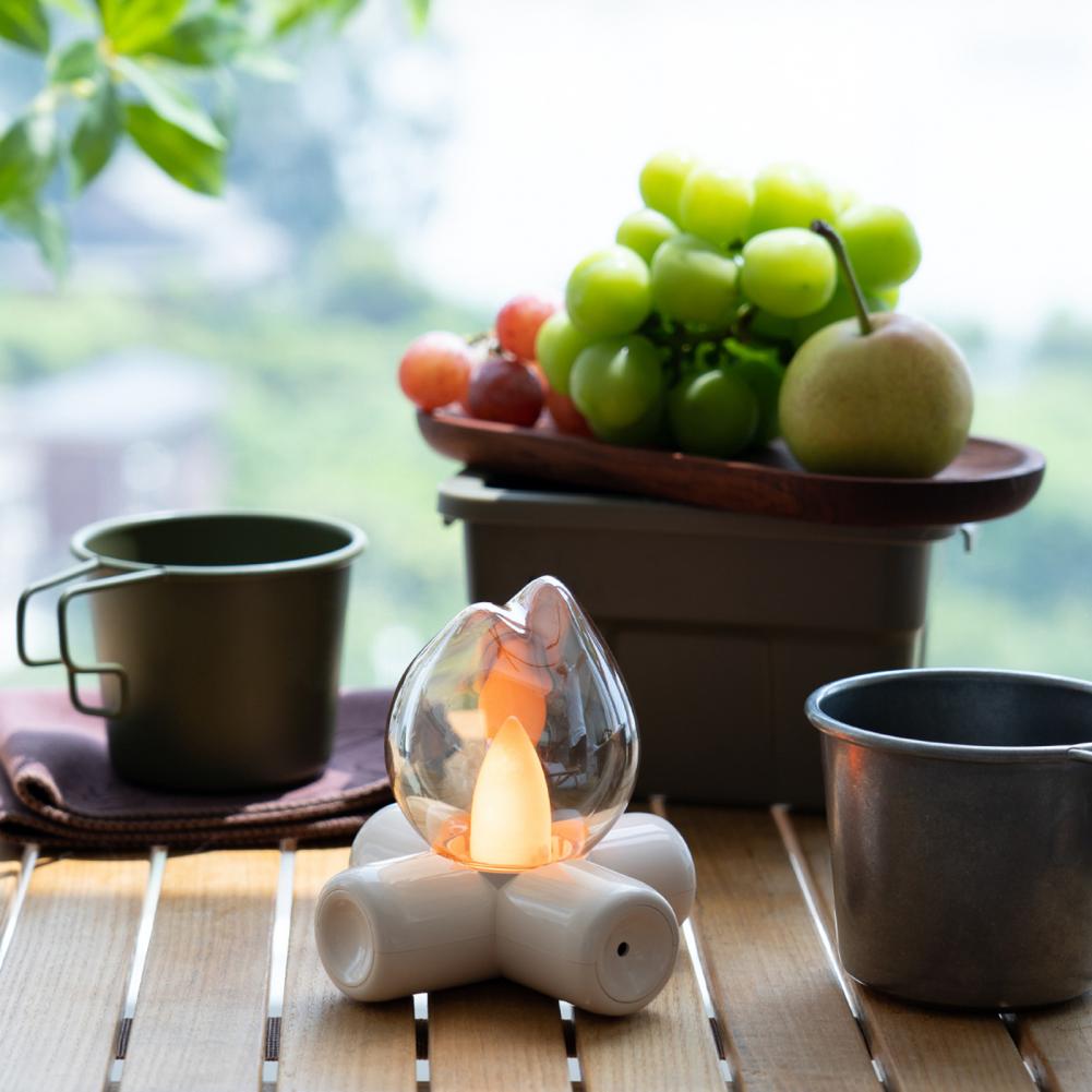 Realistic Flame Lamp Desk Light with Flickering Fires Effect USB Campfire Night Light Vintage Style Table Lamp for Bedroom Decor