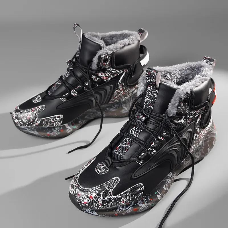 

мужские ботинки 2024 года, новые зимние тапочки, теплые мужские туфли, водонепроницаемые нескользящие плюшевые кроссовки, мужские теннисные туфли, ботинки, мужские кроссовки, зимние 46