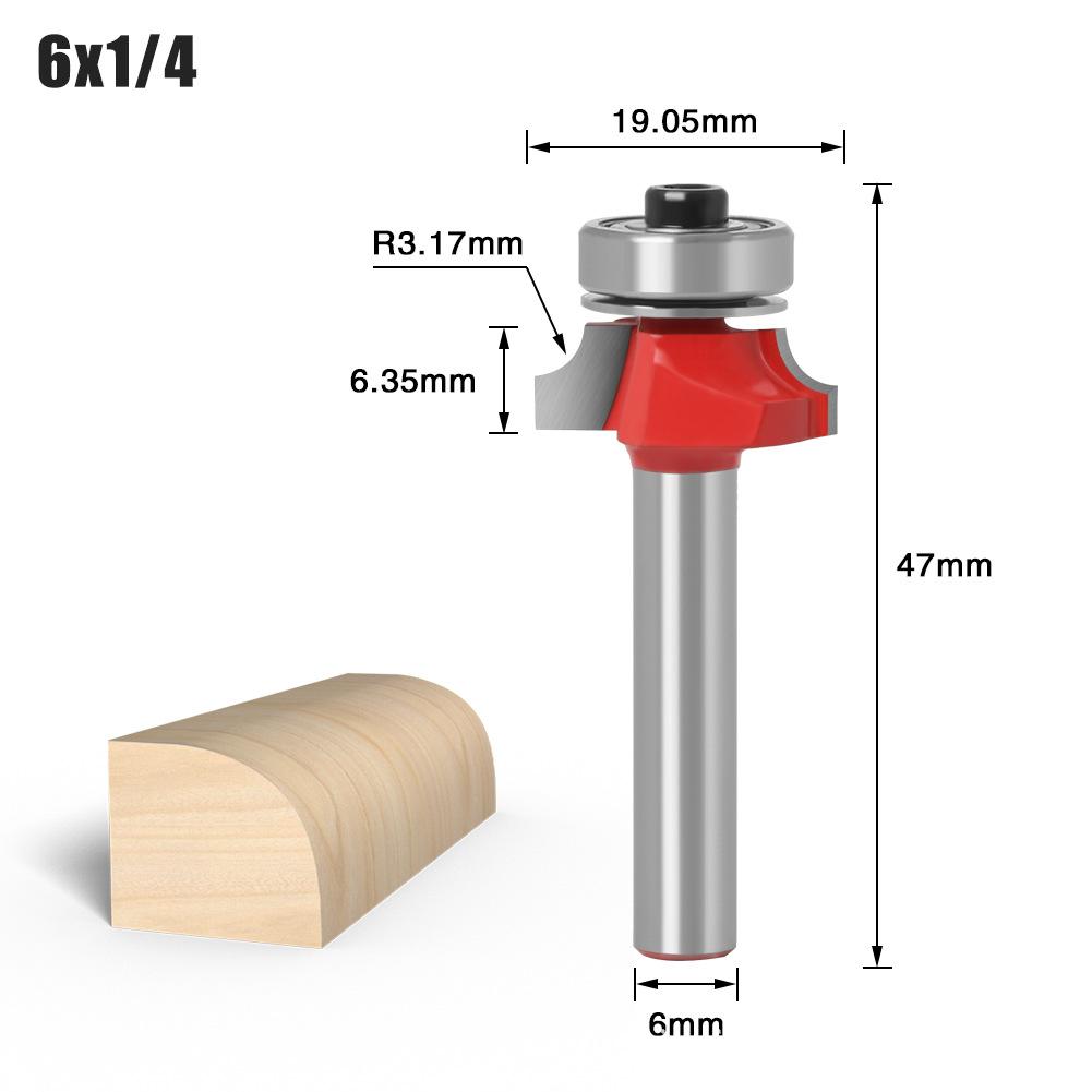 Woodworking Bearing Round Corner Cutter Trimming Machine Cutter Head Chamfering Slotting Engraving Woodworking Cutter Gong Cutter 1/4 Handle 6 Handle