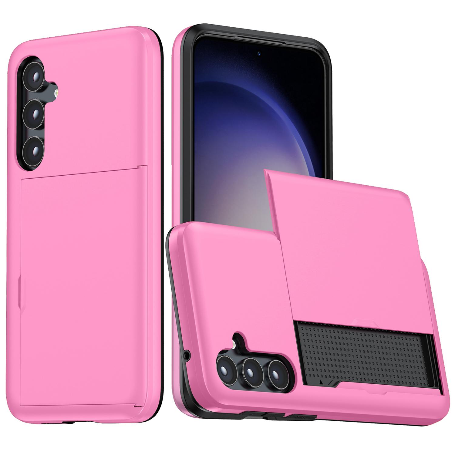 

Чохол для Samsung Galaxy S25+ з тримачем для карток TPU+PC Задня кришка телефону Pink