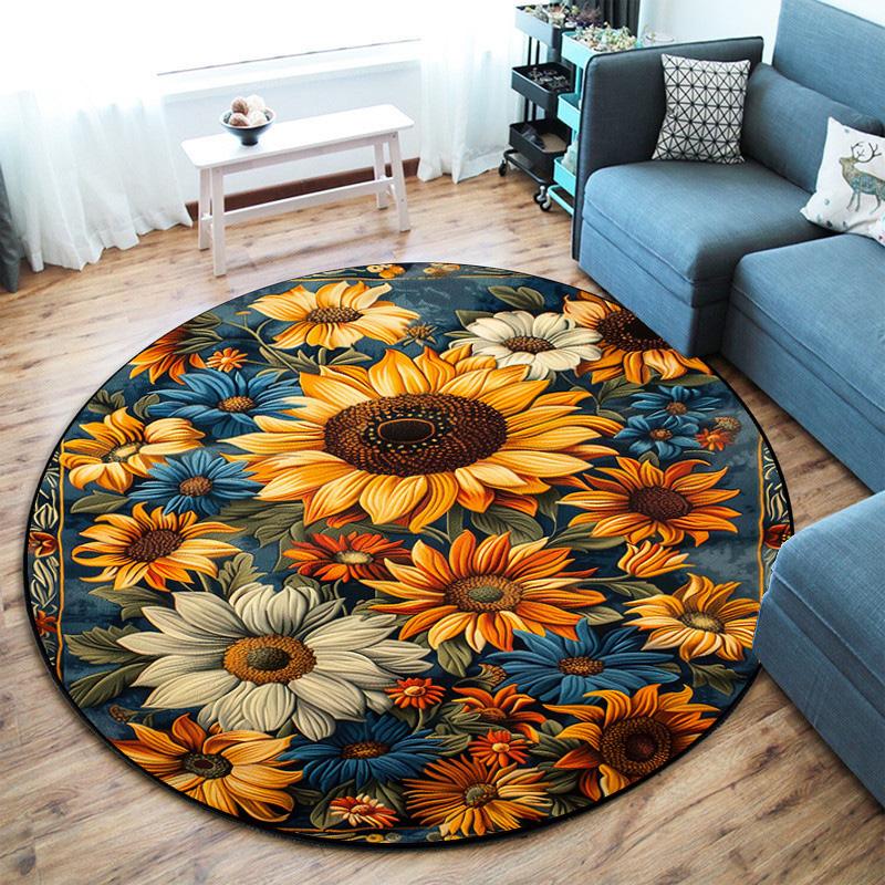 Rose Garden Elegance Round Rug Home Soft Decorative Anti Slip Yoga Table And Chair Mat Carpet Outdoor Floor Mat Carpet S5
