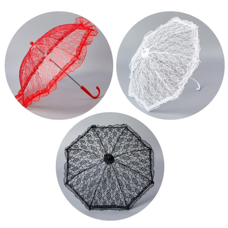 Women Parasol Elegant Lace Umbrella Embroidery Bridal Handmade Umbrella for Wedding Decoration Photo Props