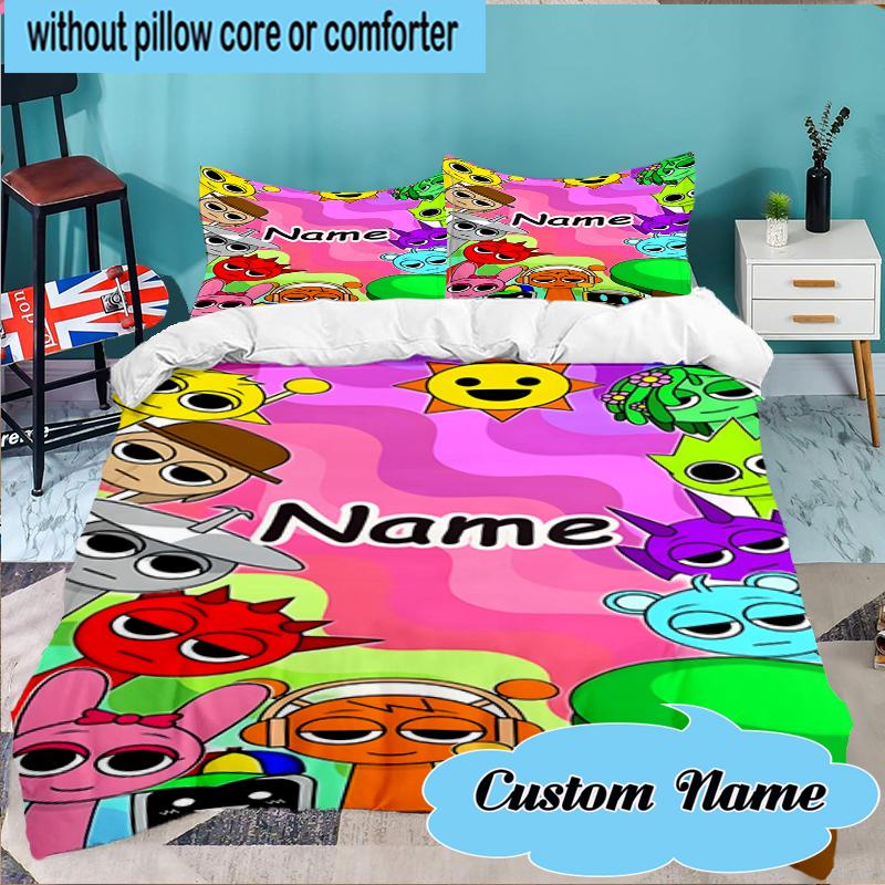 Custom Name Sprun-ki Tree Characters Bedding Set 3pcs, Bedding Set Including 1pc Duvet Cover And 2pcs Pillowcases for Bedroom, Dormitory Gift