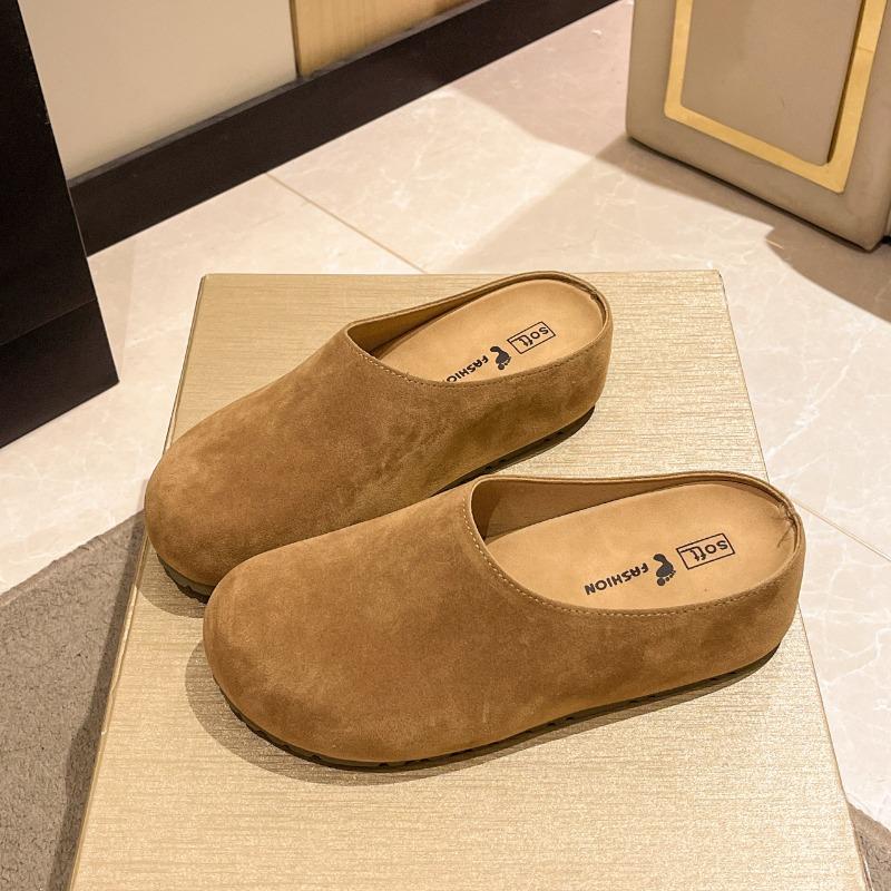 Retro half-drag new spring slack suede bag head lazy non-slip half-slippers outer wear