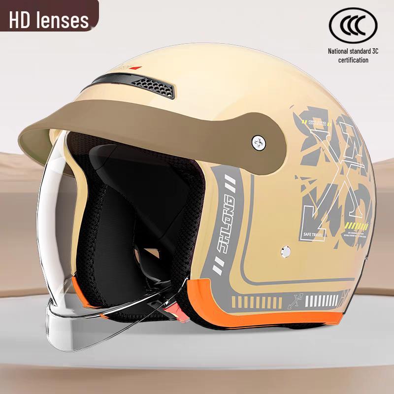

3C Certified Unisex Electric Motorcycle Half Helmet for All Seasons with Winter Warmth and Push-In Design One Size