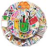 50 Cartoon Drawing Tool Stickers for Journals - Creative, Waterproof, Decorative Stationery