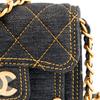 Chanel 23s Double You Diamond-Pattern Leather Chain Denim Single-Shoulder Messenger Bag Mini Women'S Black