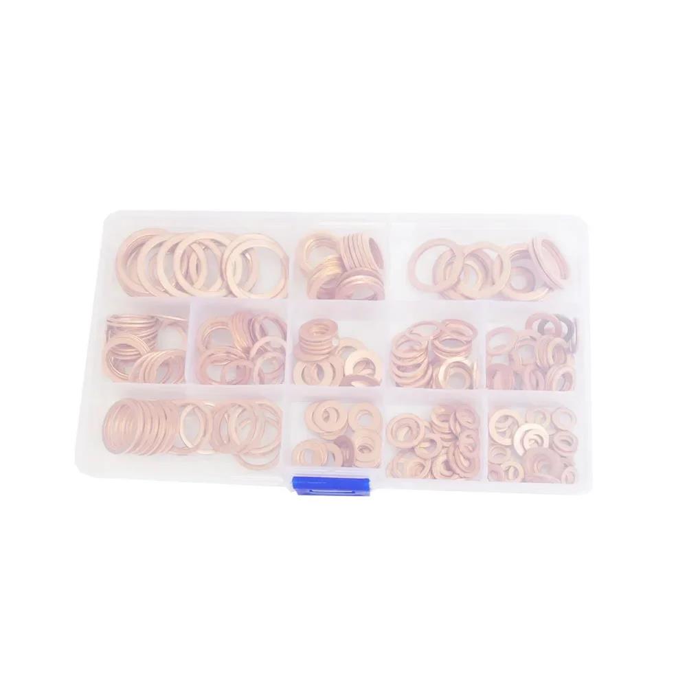 Solid Pure Copper Flat Washers Gasket Seal Ring M5 M6 M8 M10 M12 M14 M16 Metric Crush Washers For Sump Plug Oil Pipe Boat Repair Oil Drain Plugs 3