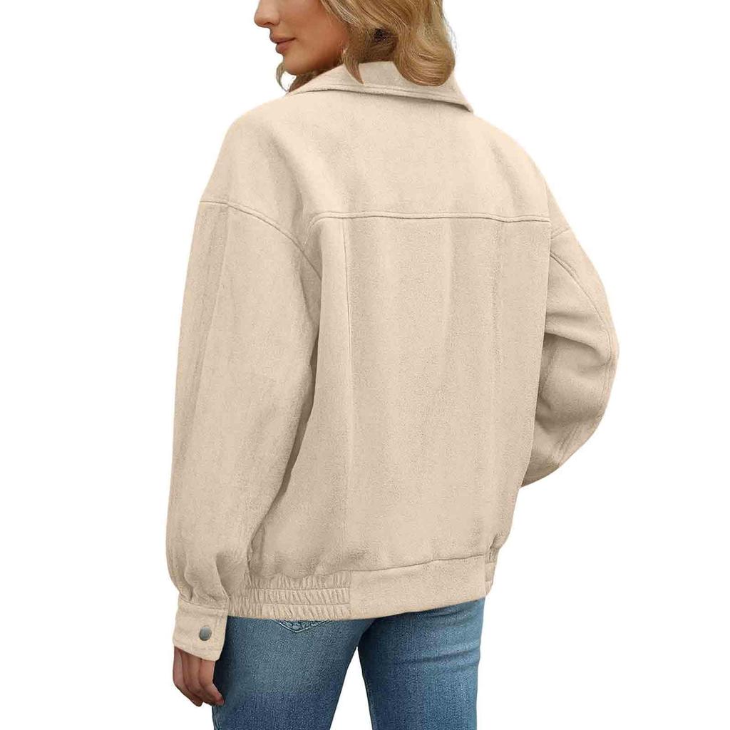 Women's Vintage Faux Suede Trench Coat Casual  Fall Winter Business Casual Lapel Jacket Outerwear With Pockets