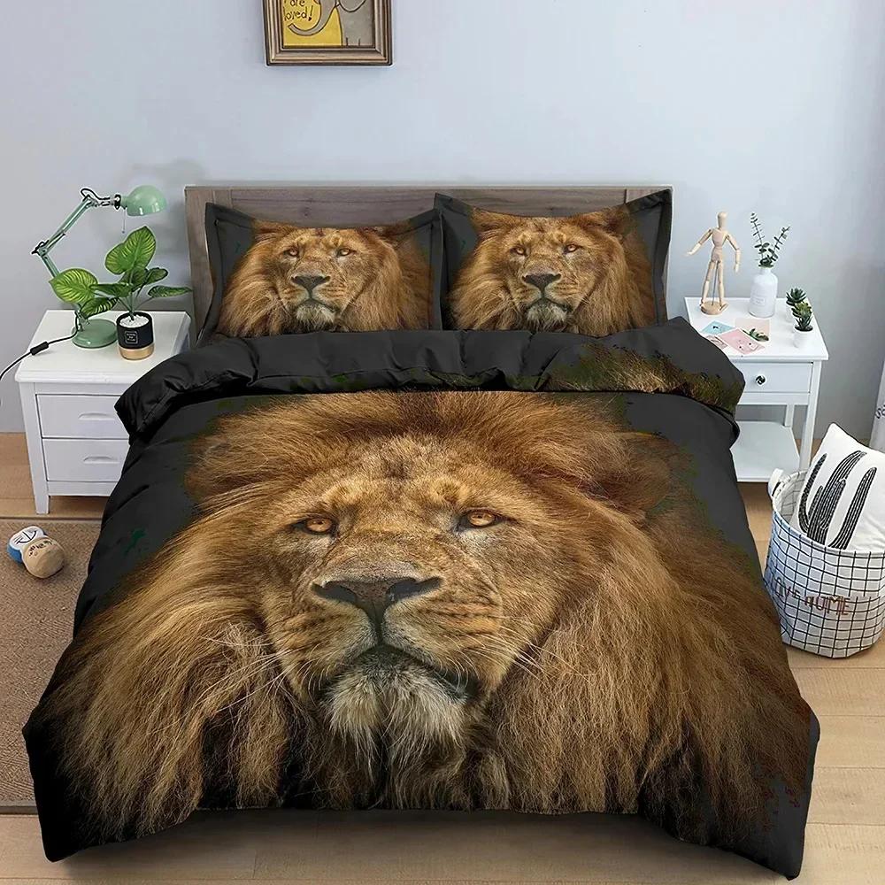 Tiger  Ferocious Animal Bedding Set Boys Girls Twin Queen Size Duvet Cover Pillowcase Bed Kids Adult Fashion Home Textileextile