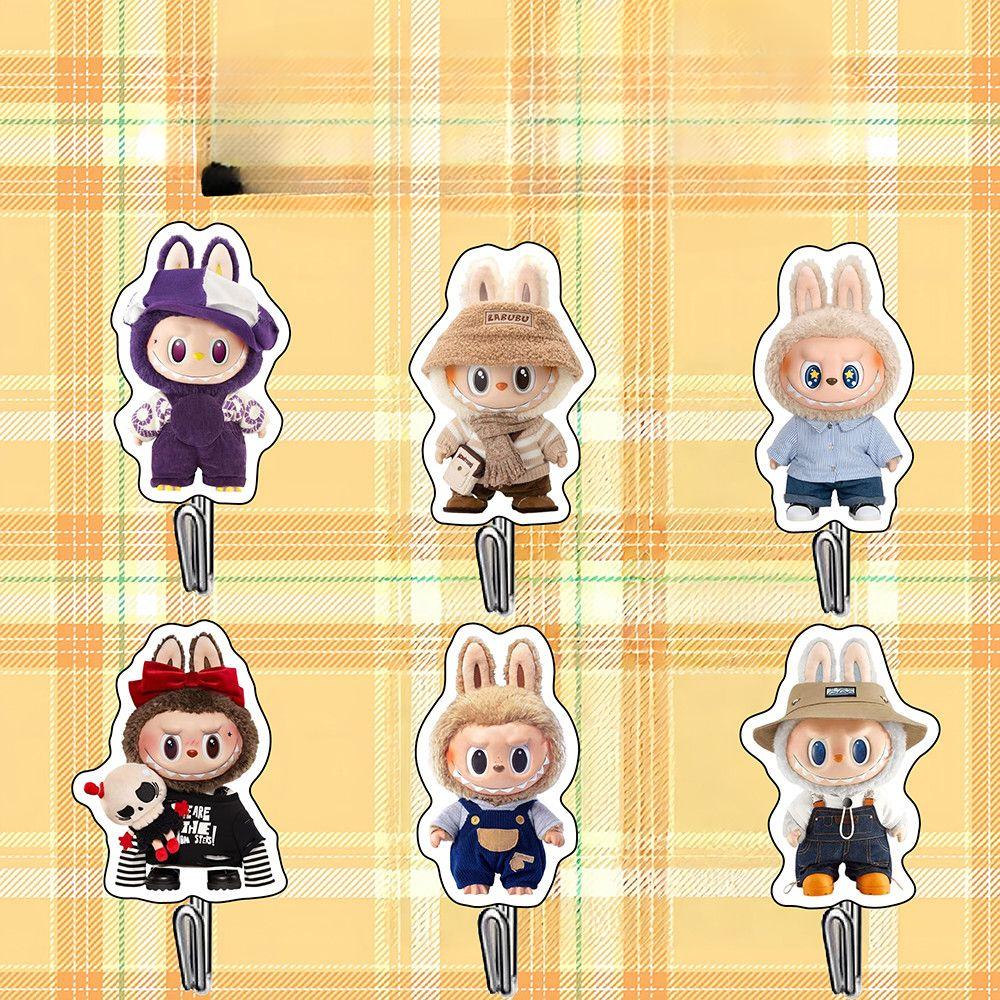 

Кухонные крючки, Сильный клей, Крючки для ванной, Настенные крючки, Не требуется сверление, Настенные крючки, Бесшовные клейкие крючки Six pieces of Labubu