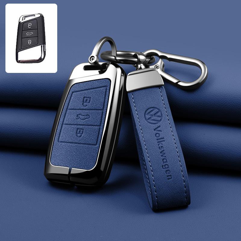 Leather Car Key Fob Case Cover Protector Holder Shell For VW Volkswagen Passat B8 Tiguan Magotan Golf Auto Keychain Accessories zw0