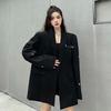 Cappotto Premium Nero Oversize dal Design Unico per Donna, Blazer Top Chic Street Fashion Taglia Piccola con Sensazione di Alta Gamma