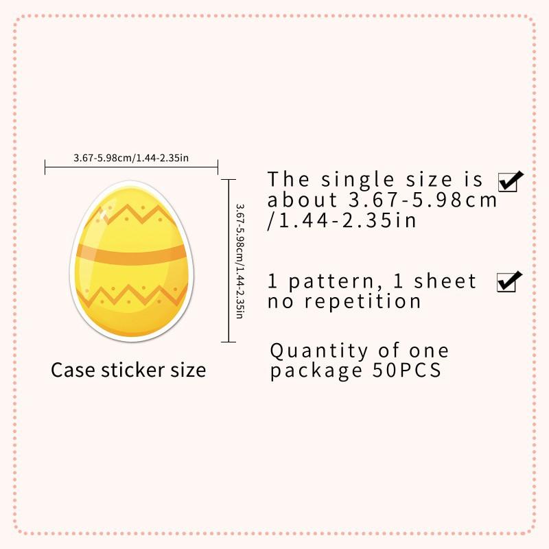 50 Easter Egg Stickers Colored Cartoon Graffiti Waterproof Decorative Hand Ledger