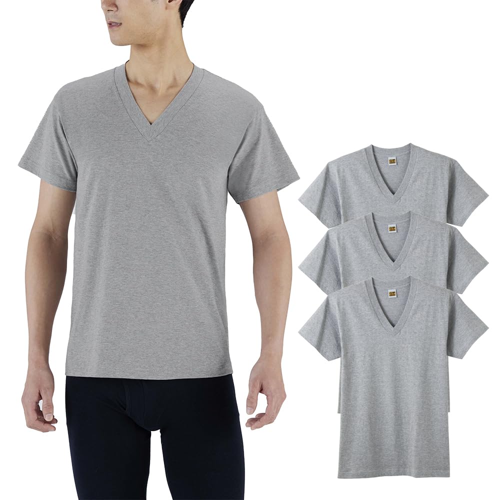 

Нижняя майка HK15153 серый меланж японский LL к японскому размеру [Gunze] Футболка с V-образным вырезом G.T.HAWKIN, 3 шт., мужская (эквивалент 2л)