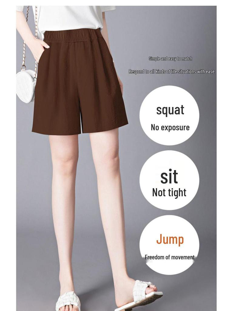 Ice Silk Women's Plus Size Summer Capris: Loose Straight, High Waist, Casual Wide Leg Shorts