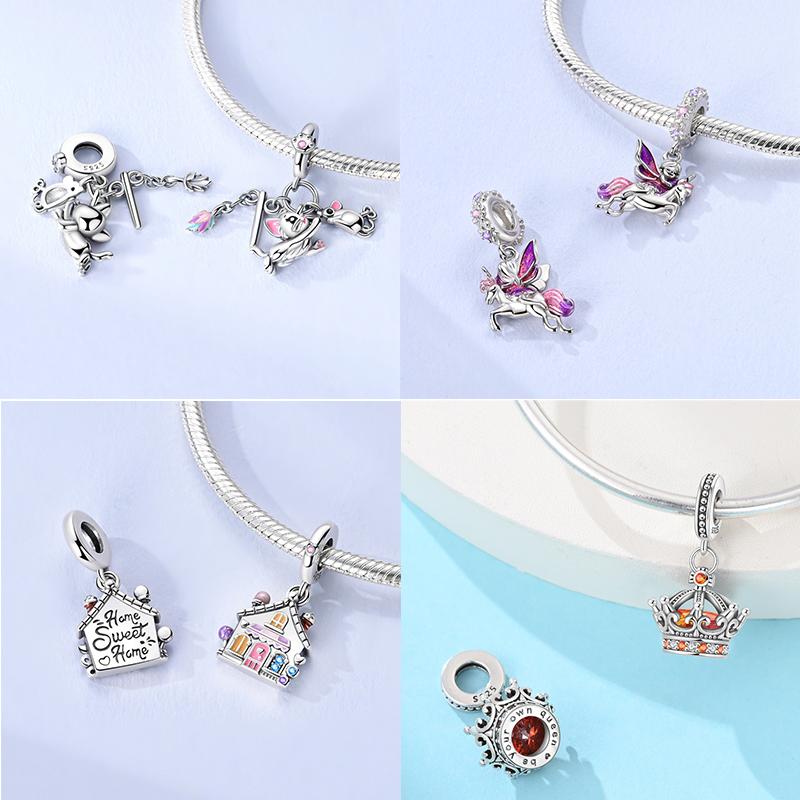 Sweety Copper Cake Poodle Crown Flowers Lover Luminous Charms Beads Fit 3Mm Bracelets Diy Fine Jewelry Making