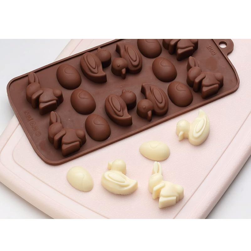 CCmax Silicone Easter Chocolate Mold Set: 6 Eggs, 4 Bunnies, 4 Ducks Nonstick Molds for Homemade Chocolates, Candies, Jellies, Ice Cubes