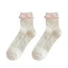 2025 New Japanese and Korean Style Women's Casual Socks Summer Cotton Thin Sweet Bow Lettuce Edge Round Neck Socks