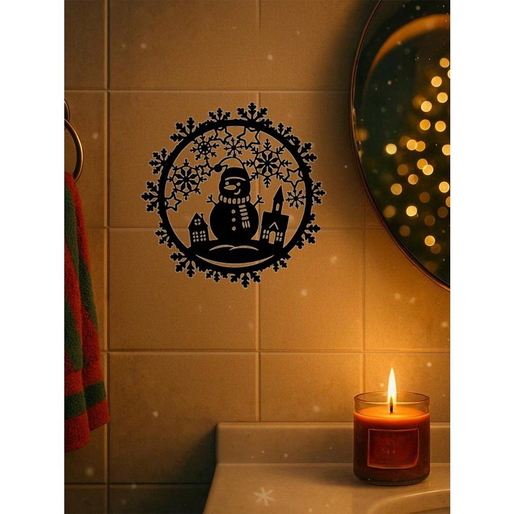 Metal Snowman Wreath Winter Holiday Wall Decor Christmas Door Hanger